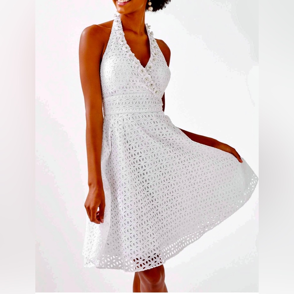 Lilly Pulitzer White halter eyelet dress size 6